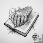 Tattoo sketch hands with a book, artistic tat… – tattoo sketch (№1760226199_0, 11.10.2025 23:43) — tattoovalue.net