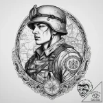 Tattoo sketch soldier with a map, artistic ta… – tattoo sketch (№1760227290_0, 12.10.2025 00:01) — tattoovalue.net