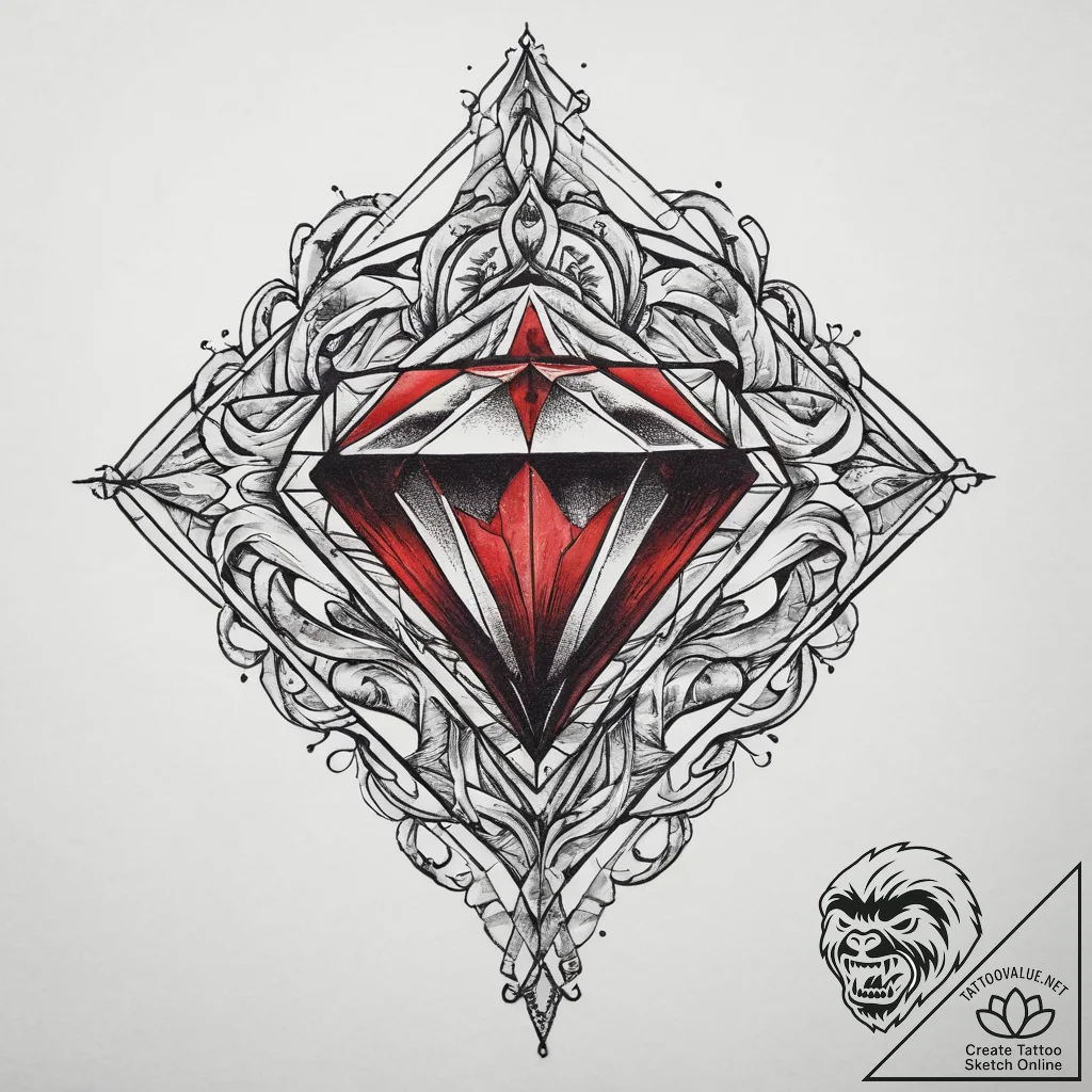 Tattoo sketch diamond, ink illustration for t... - tattoo sketch (№1760228589_0, 12.10.2025 00:23) — tattoovalue.net