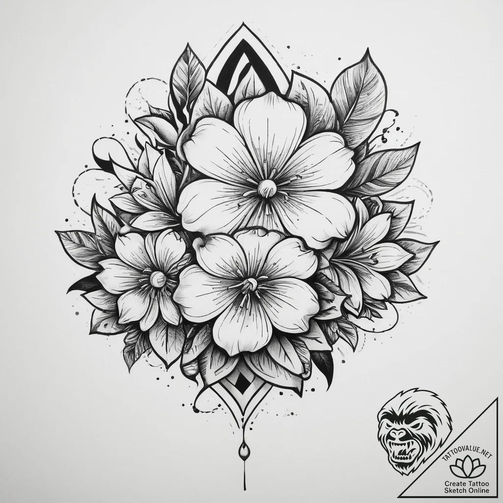 Tattoo sketch linework цветок, tattoo flash s... - tattoo sketch (№1760230757_0, 12.10.2025 00:59) — tattoovalue.net