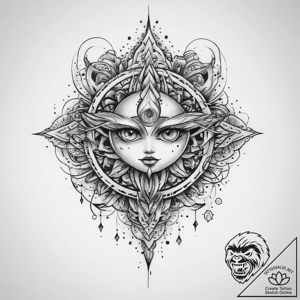 Tattoo sketch cosmic entity, tattoo line art,... - tattoo sketch (№1760232066_0, 12.10.2025 01:21) — tattoovalue.net