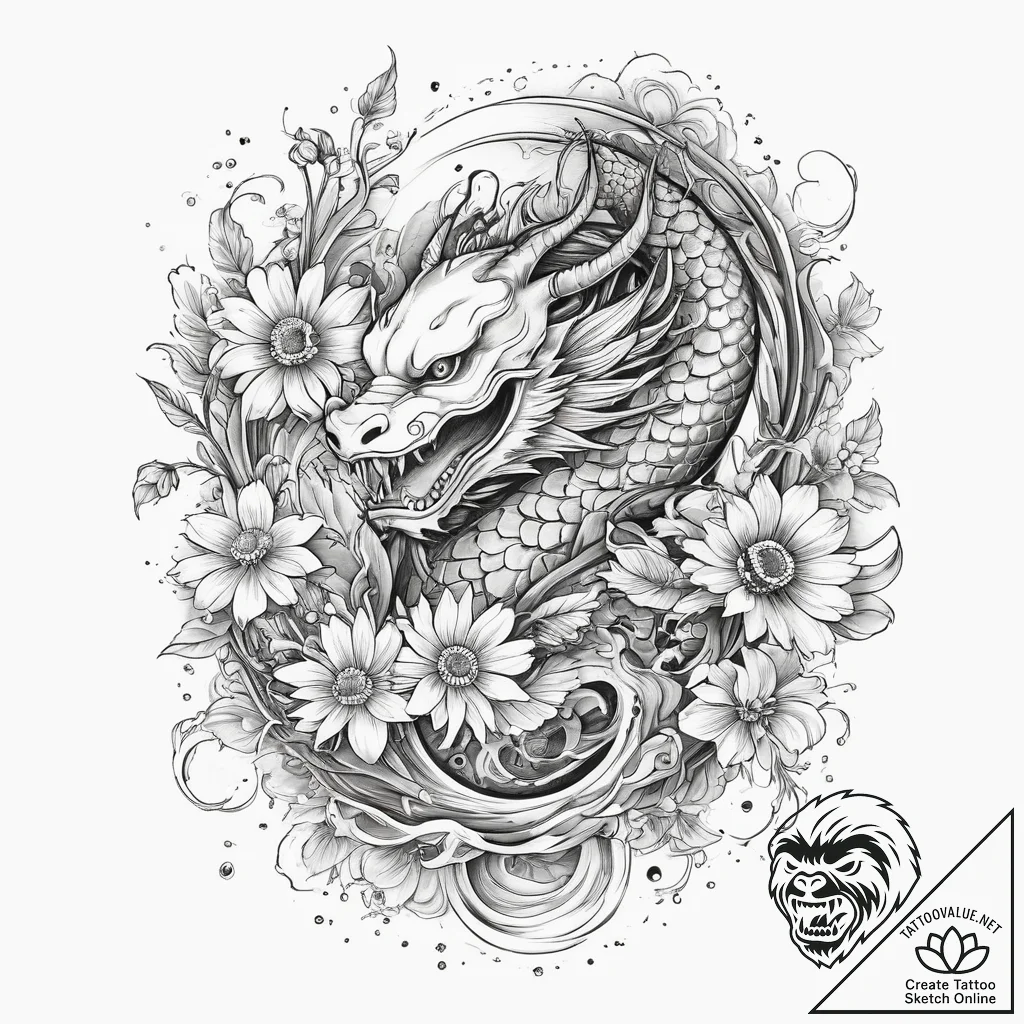 Tattoo sketch chamomile, artistic tattoo sket... - tattoo sketch (№1760234906_0, 12.10.2025 02:08) — tattoovalue.net