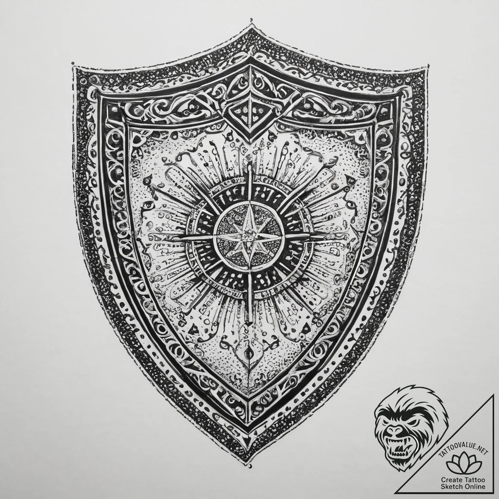 Tattoo sketch shield, artistic tattoo sketch,... - tattoo sketch (№1760235341_0, 12.10.2025 02:15) — tattoovalue.net