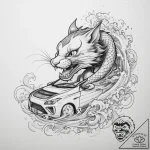 Tattoo sketch tom and jerry with a car, ink i… – tattoo sketch (№1760235994_0, 12.10.2025 02:26) — tattoovalue.net