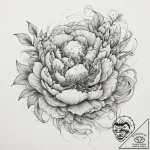 Tattoo sketch peony with flowing lines, ink i… – tattoo sketch (№1760237082_0, 12.10.2025 02:44) — tattoovalue.net