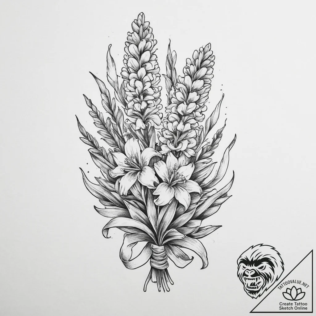 Tattoo sketch hyacinth bouquet, tattoo line a... - tattoo sketch (№1760239101_0, 12.10.2025 03:18) — tattoovalue.net