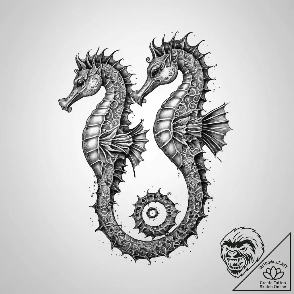 Tattoo sketch seahorse - tattoo sketch (№1760241184_0, 12.10.2025 03:53) — tattoovalue.net
