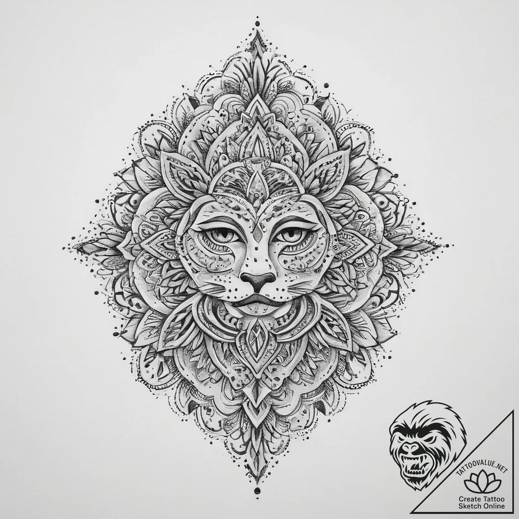 Tattoo sketch slavic embroidery pattern with... - tattoo sketch (№1760241415_0, 12.10.2025 03:56) — tattoovalue.net