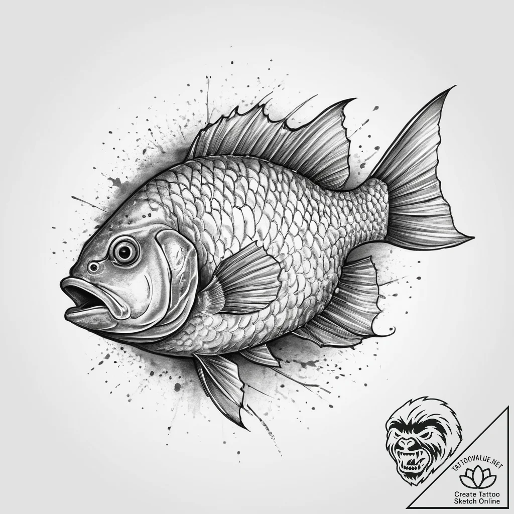 Tattoo sketch crappie, concept art for tattoo... - tattoo sketch (№1760242804_0, 12.10.2025 04:20) — tattoovalue.net