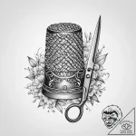 Tattoo sketch tailor thimble and scissors – tattoo sketch (№1760243672_0, 12.10.2025 04:34) — tattoovalue.net