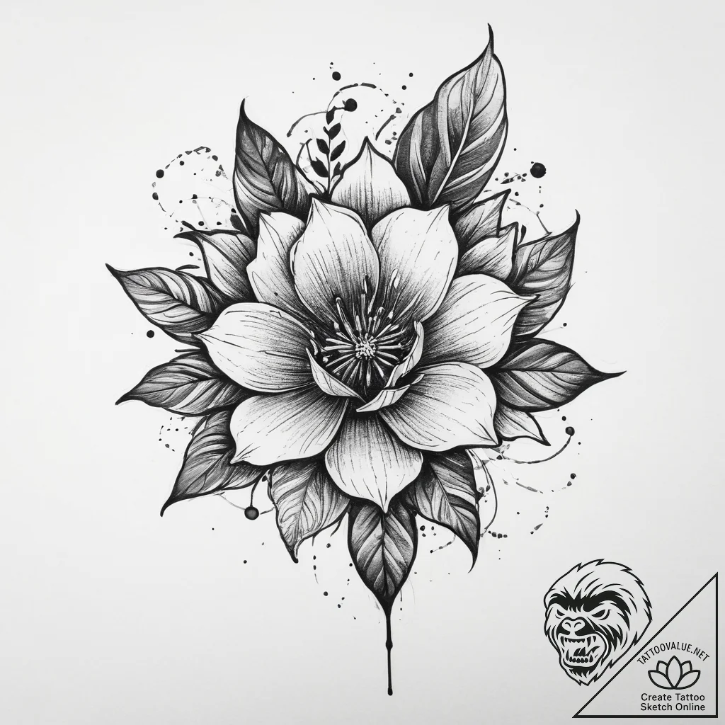 Tattoo sketch violet flower, tattoo flash she... - tattoo sketch (№1760243888_0, 12.10.2025 04:38) — tattoovalue.net