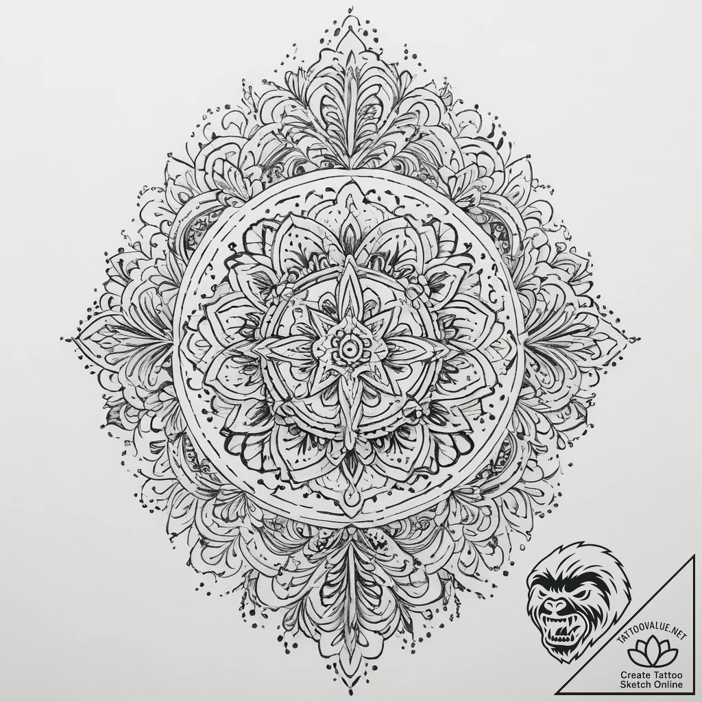 Tattoo sketch slavic embroidery pattern with... - tattoo sketch (№1760244104_0, 12.10.2025 04:41) — tattoovalue.net