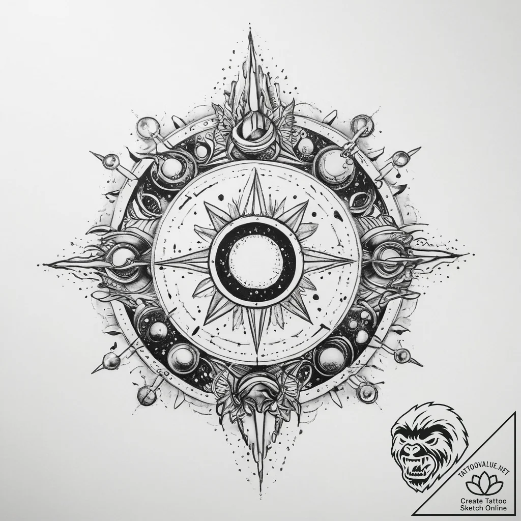 Tattoo sketch cosmic beginning - tattoo sketch (№1760244322_0, 12.10.2025 04:45) — tattoovalue.net