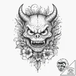 Tattoo sketch monster with a plant, tattoo dr… – tattoo sketch (№1760244537_0, 12.10.2025 04:48) — tattoovalue.net