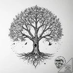 Tattoo sketch tree of life with a bird, tatto… – tattoo sketch (№1760246508_0, 12.10.2025 05:21) — tattoovalue.net