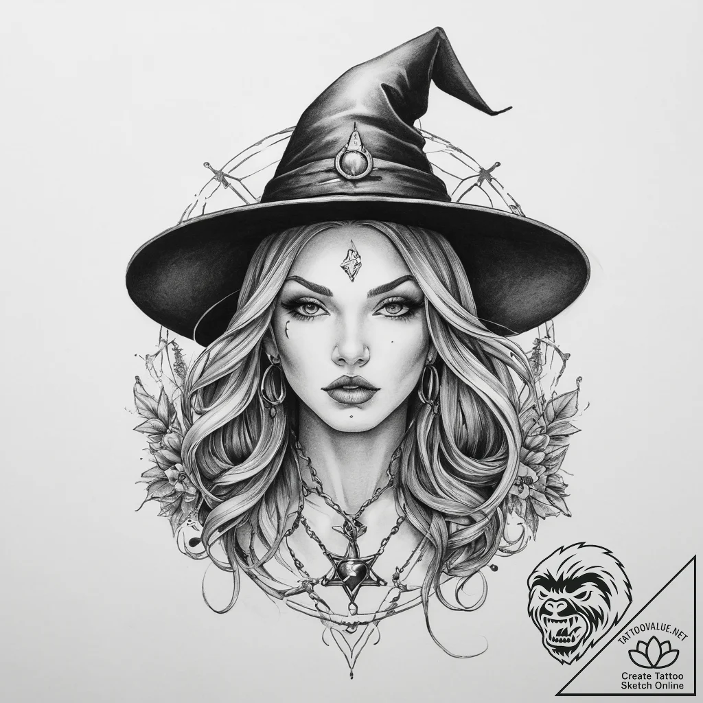 Tattoo sketch witch tattoo - tattoo sketch (№1760246941_0, 12.10.2025 05:29) — tattoovalue.net