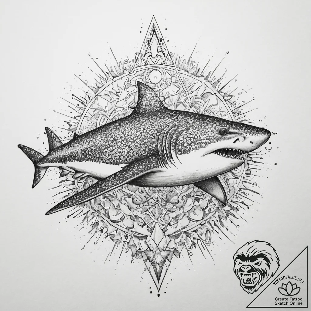 Tattoo sketch wobbegong shark, concept art fo... - tattoo sketch (№1760247811_0, 12.10.2025 05:43) — tattoovalue.net