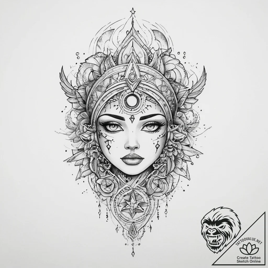 Tattoo sketch cosmic story, tattoo line art,... - tattoo sketch (№1760248245_0, 12.10.2025 05:50) — tattoovalue.net