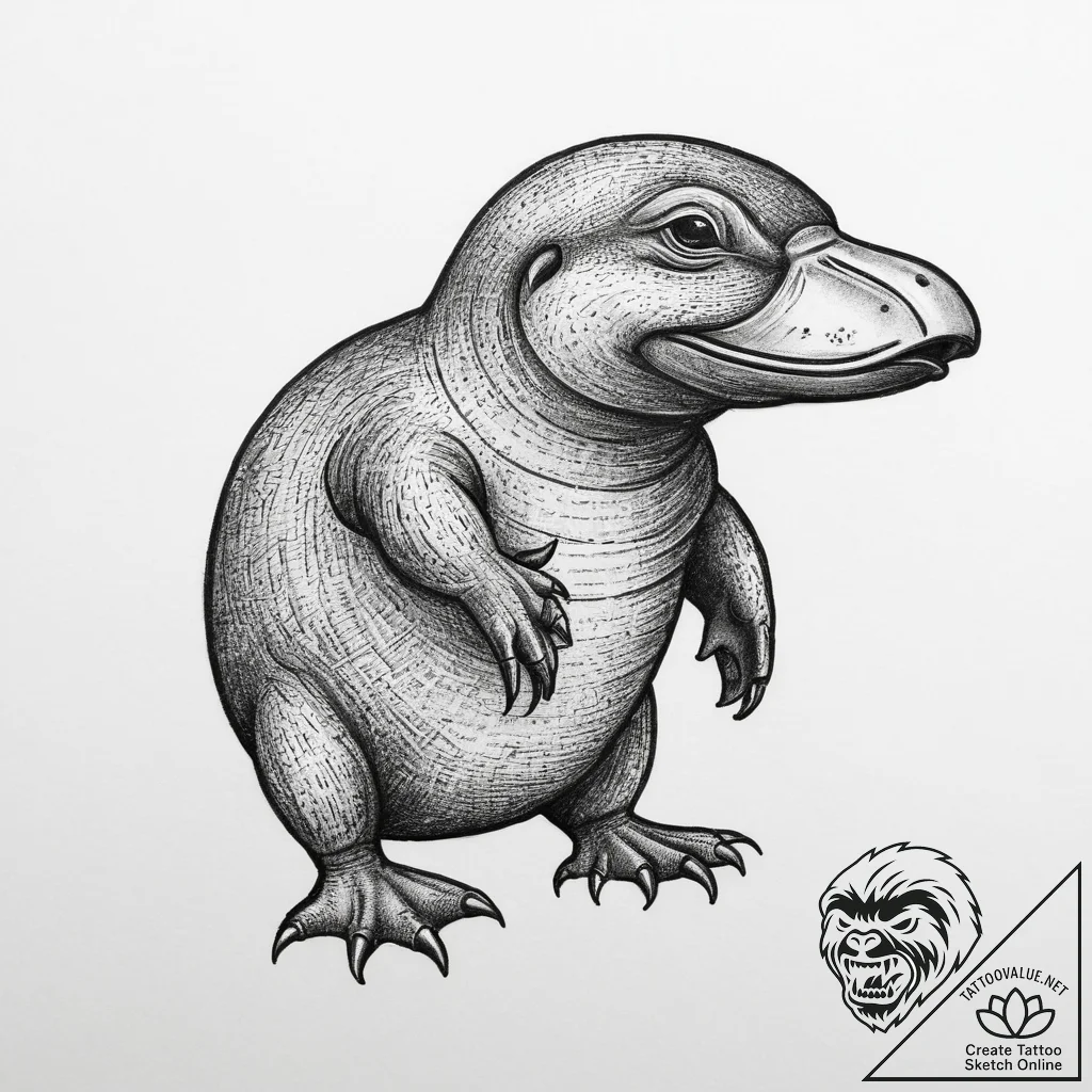Tattoo sketch platypus, artistic tattoo sketc... - tattoo sketch (№1760248680_0, 12.10.2025 05:58) — tattoovalue.net