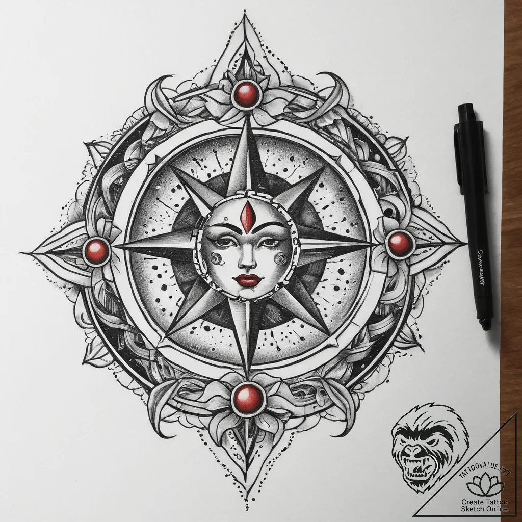 Tattoo sketch cosmic portrayal, tattoo flash... - tattoo sketch (№1760248900_0, 12.10.2025 06:01) — tattoovalue.net