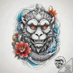 Tattoo sketch macaque, tattoo line art, irezu… – tattoo sketch (№1760250203_0, 12.10.2025 06:23) — tattoovalue.net