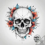 Tattoo sketch узор в виде черепа с цветами, t… – tattoo sketch (№1760250419_0, 12.10.2025 06:26) — tattoovalue.net