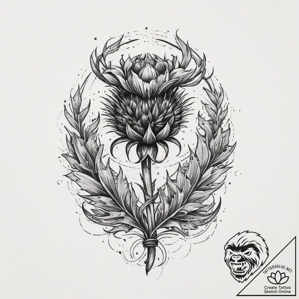 Tattoo sketch thistle blossom, tattoo line ar... - tattoo sketch (№1760252156_0, 12.10.2025 06:55) — tattoovalue.net