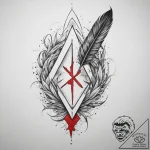 Tattoo sketch sowilo rune with a feather, ink… – tattoo sketch (№1760253250_0, 12.10.2025 07:14) — tattoovalue.net