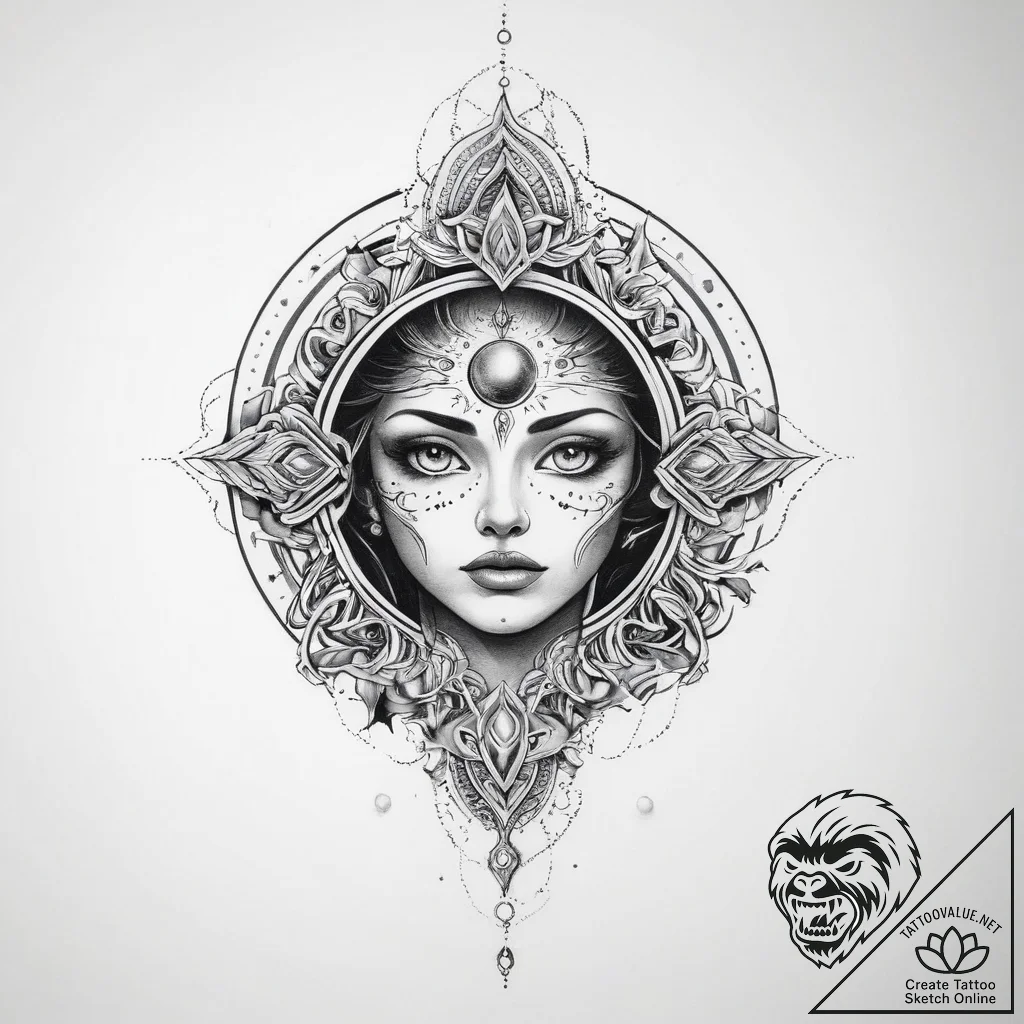 Tattoo sketch cosmic entity - tattoo sketch (№1760255432_0, 12.10.2025 07:50) — tattoovalue.net