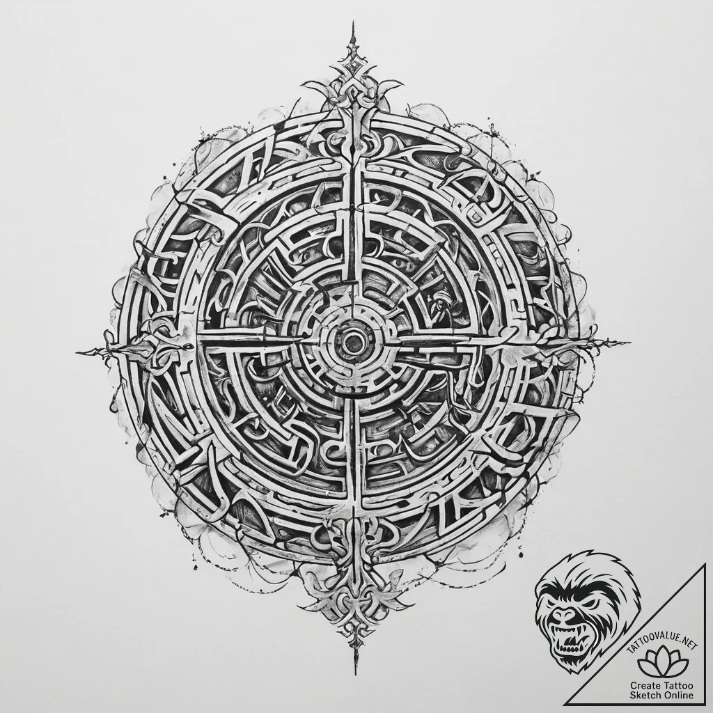 Tattoo sketch labyrinth - tattoo sketch (№1760255867_0, 12.10.2025 07:57) — tattoovalue.net
