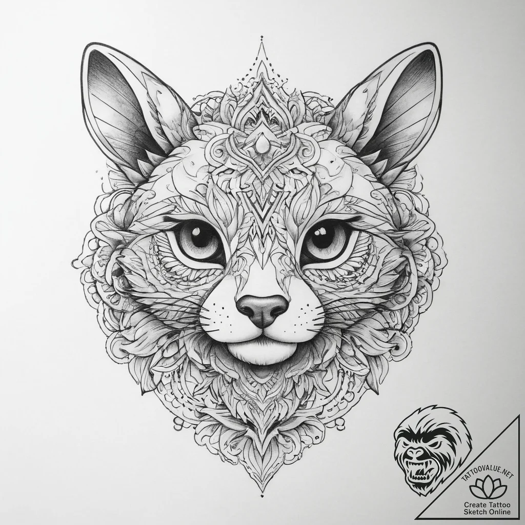 Tattoo sketch kawaii cute animal character - tattoo sketch (№1760256086_0, 12.10.2025 08:01) — tattoovalue.net