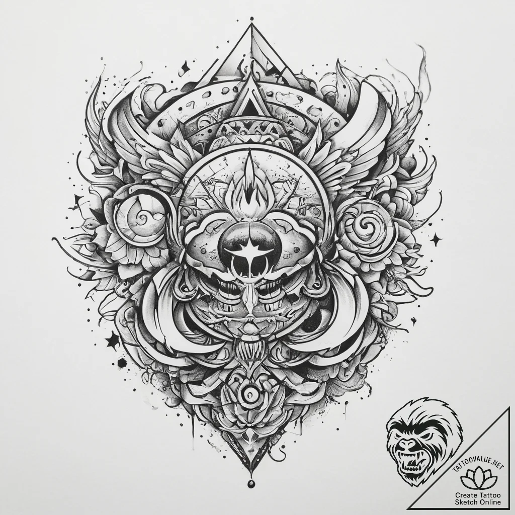 Tattoo sketch sky, tattoo flash sheet design,... - tattoo sketch (№1760256959_0, 12.10.2025 08:15) — tattoovalue.net