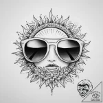 Tattoo sketch sunglasses with a sun – tattoo sketch (№1760259138_0, 12.10.2025 08:52) — tattoovalue.net