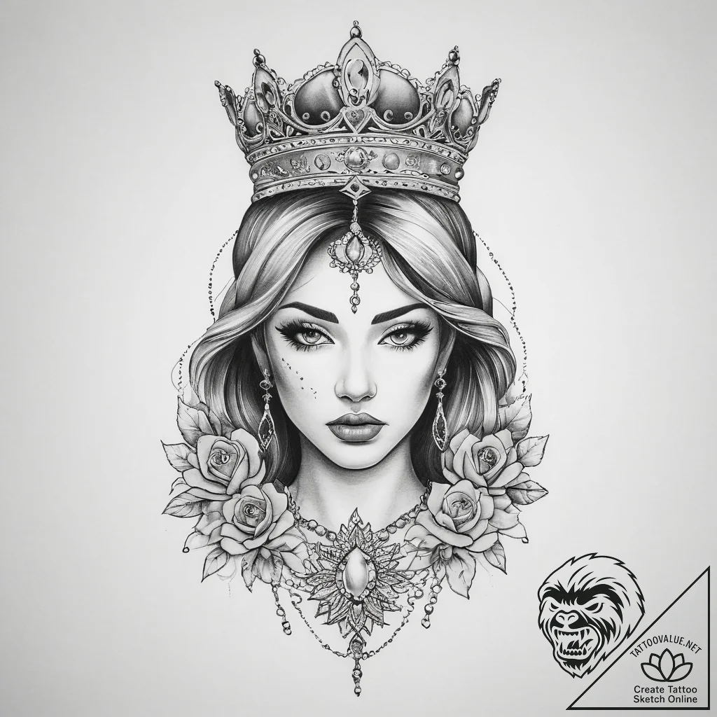 Tattoo sketch queen tattoo - tattoo sketch (№1760259574_0, 12.10.2025 08:59) — tattoovalue.net