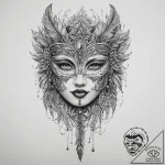 Tattoo sketch feathered mask tattoo, tattoo f… – tattoo sketch (№1760261073_0, 12.10.2025 09:24) — tattoovalue.net
