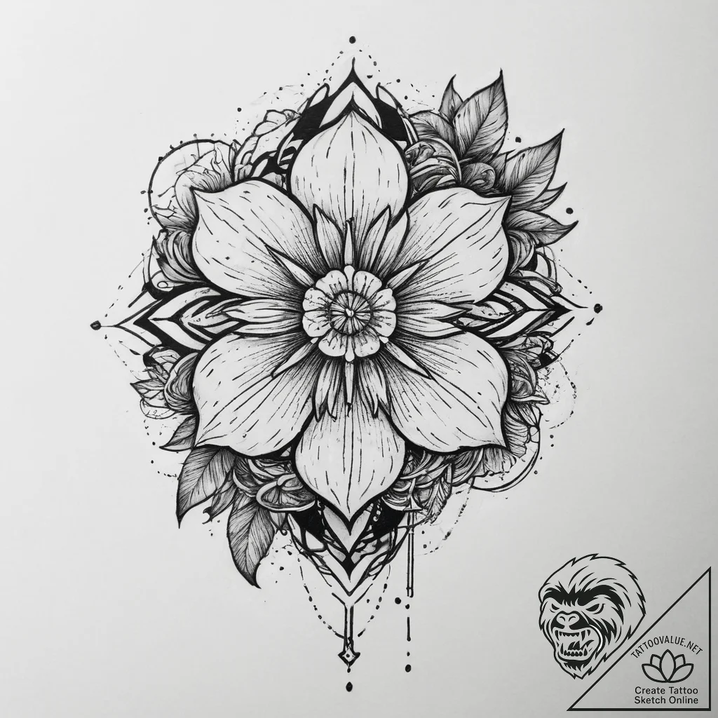 Tattoo sketch earth with a flower, ink illust... - tattoo sketch (№1760261937_0, 12.10.2025 09:38) — tattoovalue.net