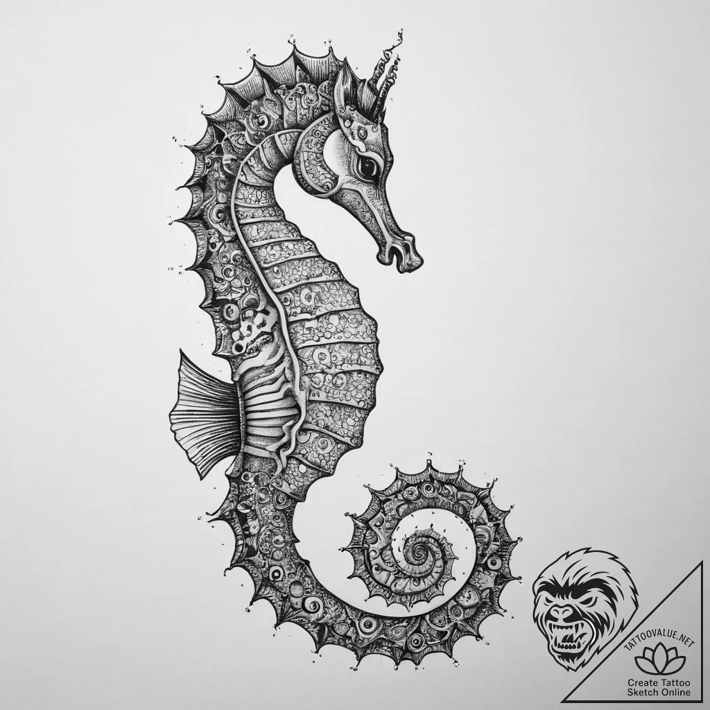 Tattoo sketch морской конек, artistic tattoo... - tattoo sketch (№1760262585_0, 12.10.2025 09:49) — tattoovalue.net