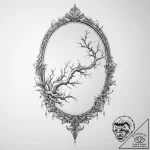 Tattoo sketch mirror with a crack – tattoo sketch (№1760263235_0, 12.10.2025 10:00) — tattoovalue.net