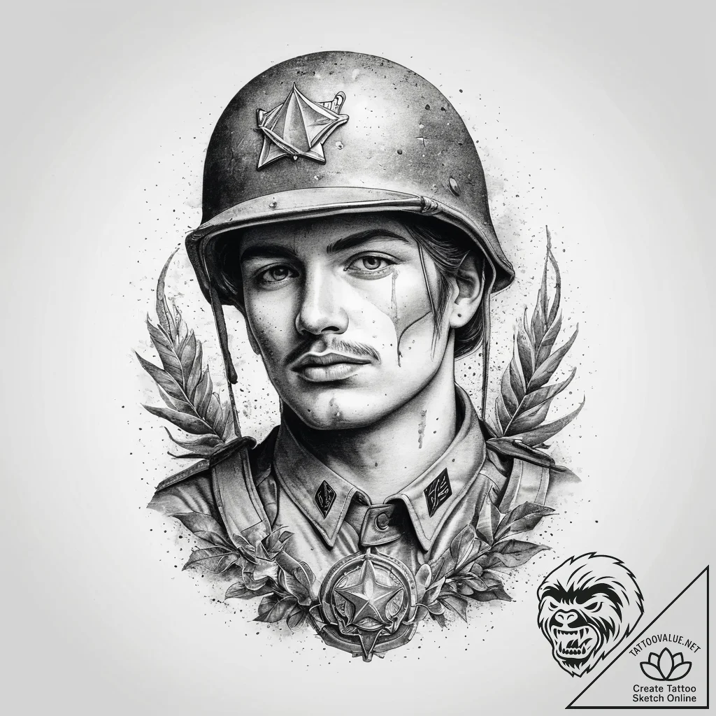 Tattoo sketch soldier with a martyr, tattoo f... - tattoo sketch (№1760263451_0, 12.10.2025 10:04) — tattoovalue.net