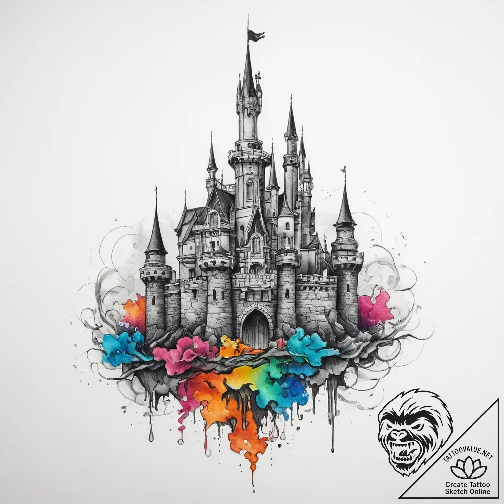 Tattoo sketch castle, concept art for tattoo,... - tattoo sketch (№1760264315_0, 12.10.2025 10:18) — tattoovalue.net