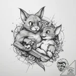 Tattoo sketch tom and jerry fighting scene, t… – tattoo sketch (№1760265404_0, 12.10.2025 10:36) — tattoovalue.net