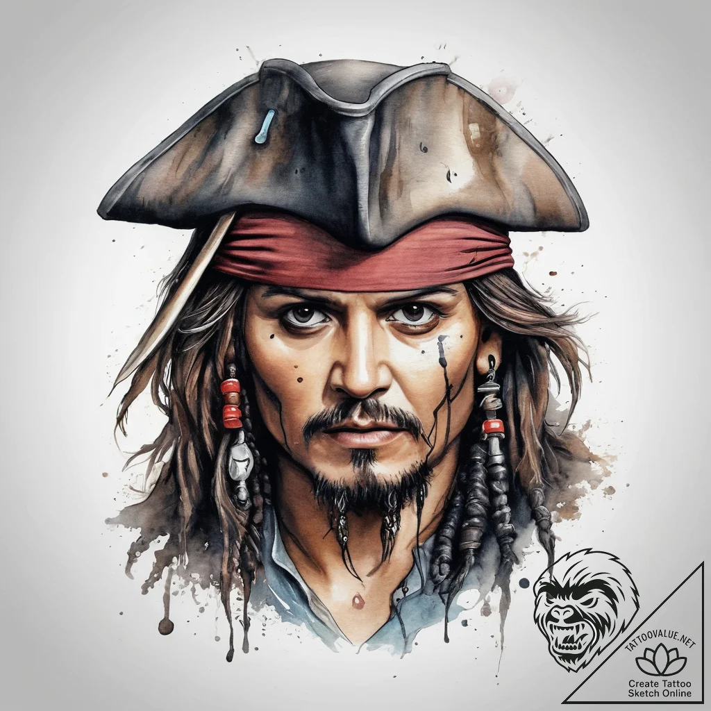 Tattoo sketch jack sparrow portrait, tattoo f... - tattoo sketch (№1760266483_0, 12.10.2025 10:54) — tattoovalue.net