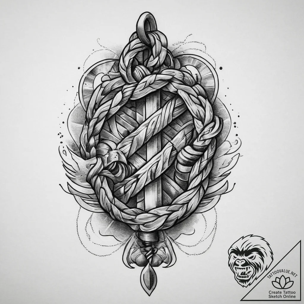 Tattoo sketch rope, tattoo flash sheet design... - tattoo sketch (№1760268651_0, 12.10.2025 11:30) — tattoovalue.net