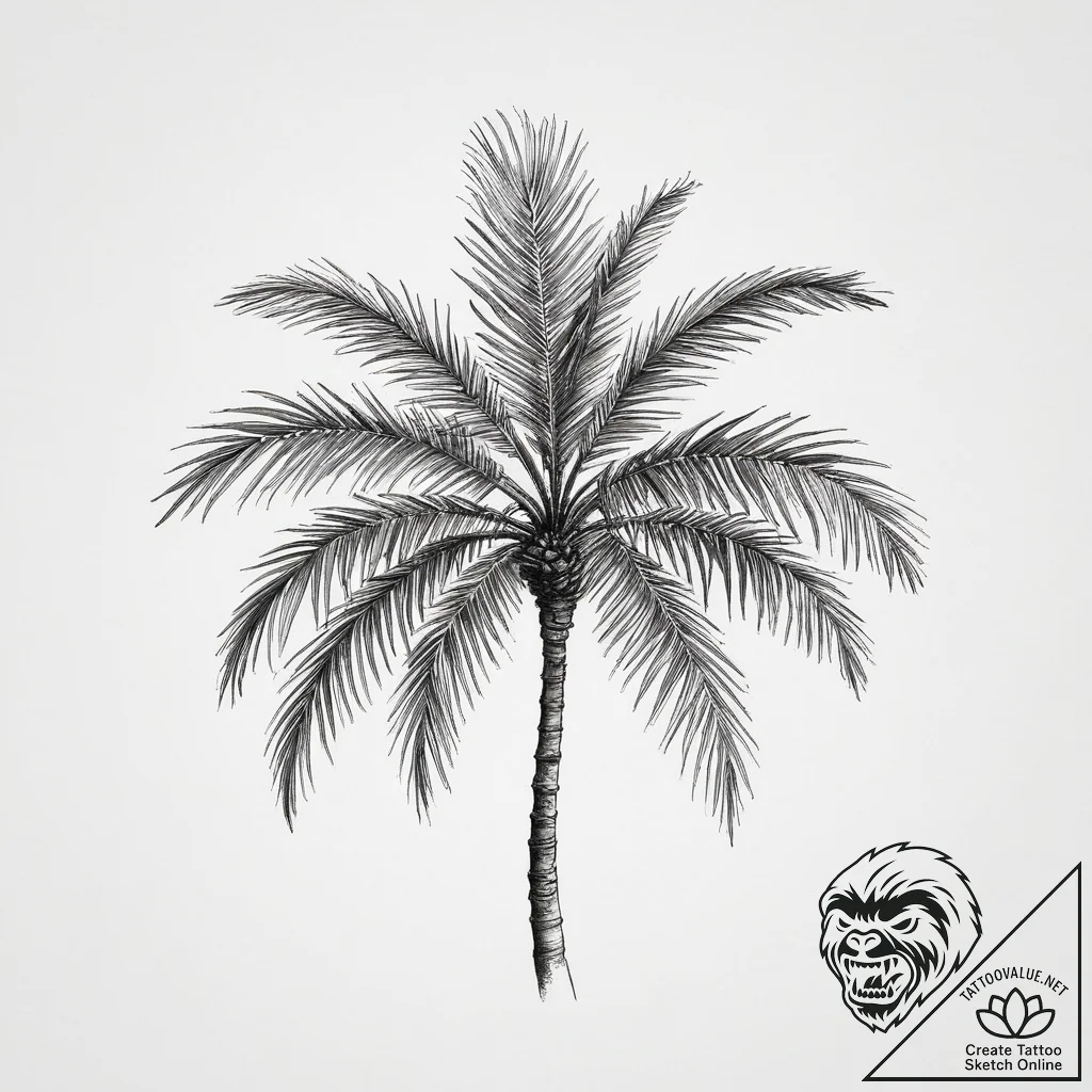 Tattoo sketch date palm blossom, ink illustra... - tattoo sketch (№1760268867_0, 12.10.2025 11:34) — tattoovalue.net