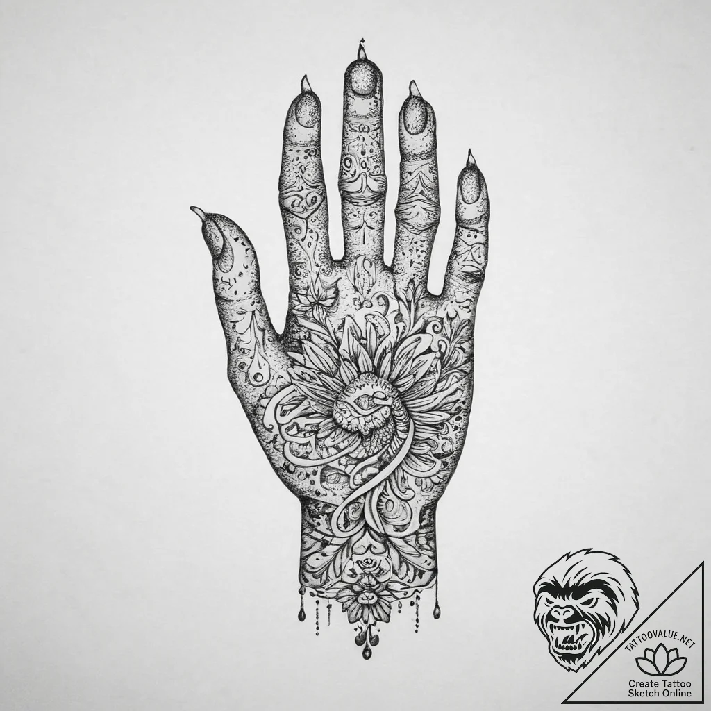 Tattoo sketch hands with a scroll, tattoo lin... - tattoo sketch (№1760270396_0, 12.10.2025 11:59) — tattoovalue.net