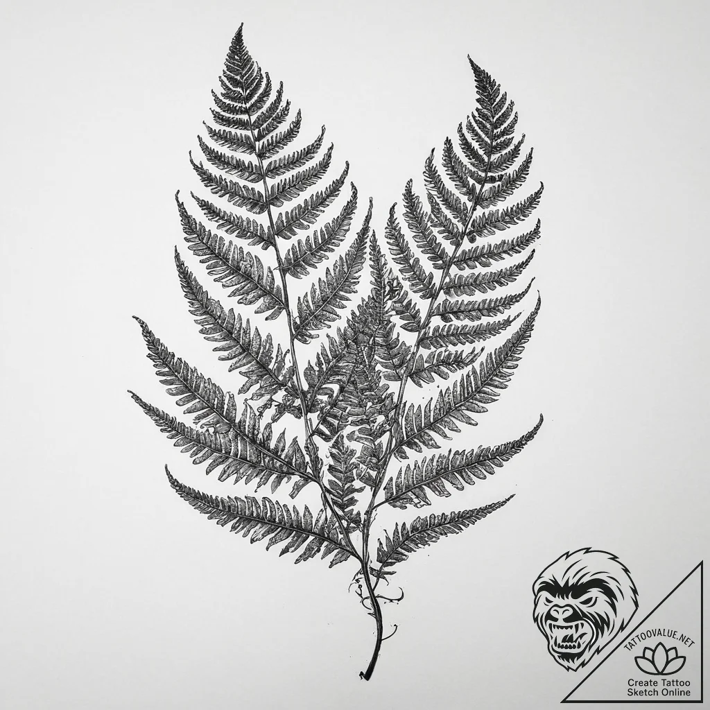 Tattoo sketch fern leaf, concept art for tatt... - tattoo sketch (№1760272339_0, 12.10.2025 12:32) — tattoovalue.net
