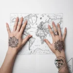 Tattoo sketch hands with a map – tattoo sketch (№1760272557_0, 12.10.2025 12:35) — tattoovalue.net