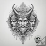 Tattoo sketch svetovid, the four-headed god,… – tattoo sketch (№1760273208_0, 12.10.2025 12:46) — tattoovalue.net