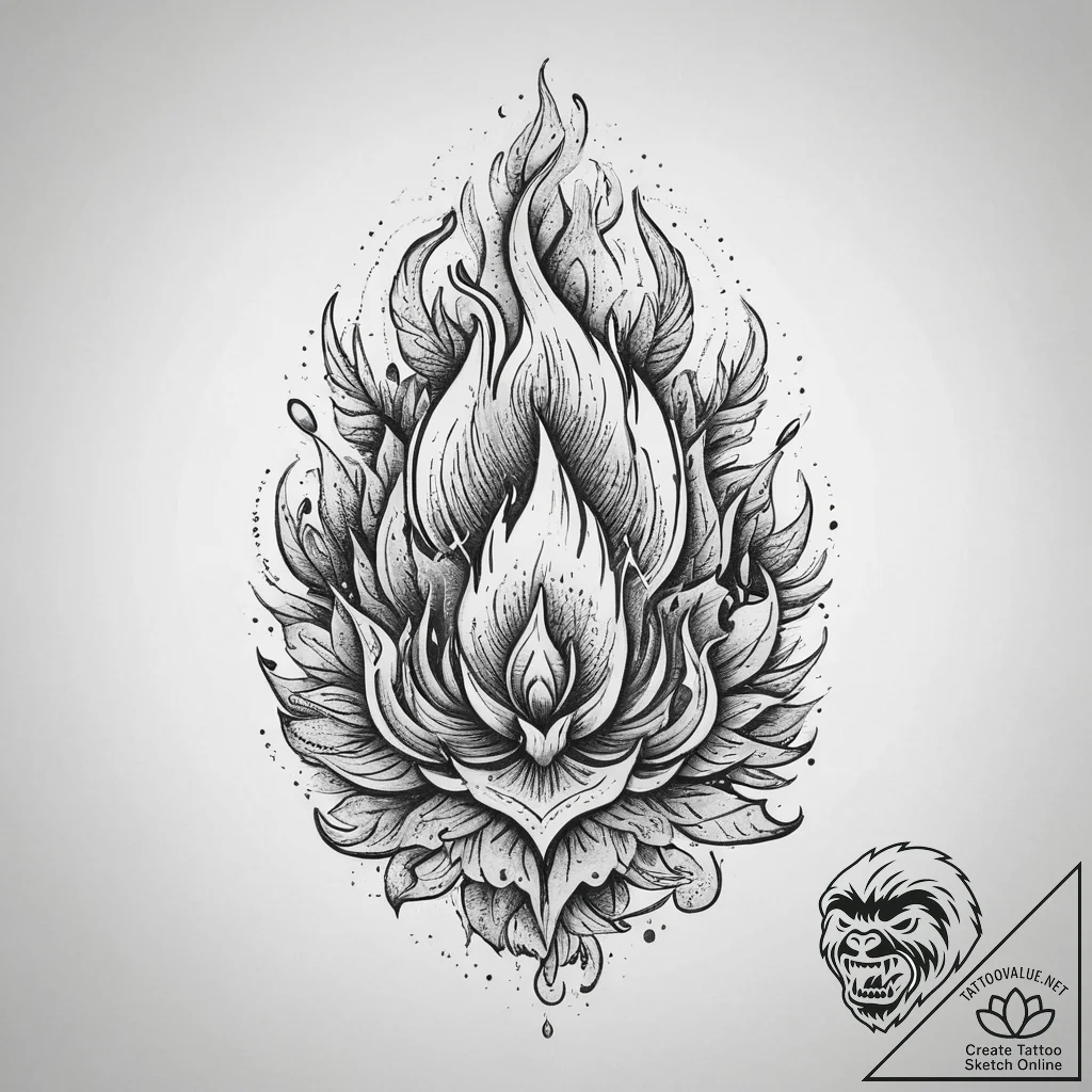 Tattoo sketch fire, tattoo flash sheet design... - tattoo sketch (№1760273433_0, 12.10.2025 12:50) — tattoovalue.net