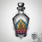 Tattoo sketch magic potion bottle with a key,… – tattoo sketch (№1760274731_0, 12.10.2025 13:12) — tattoovalue.net